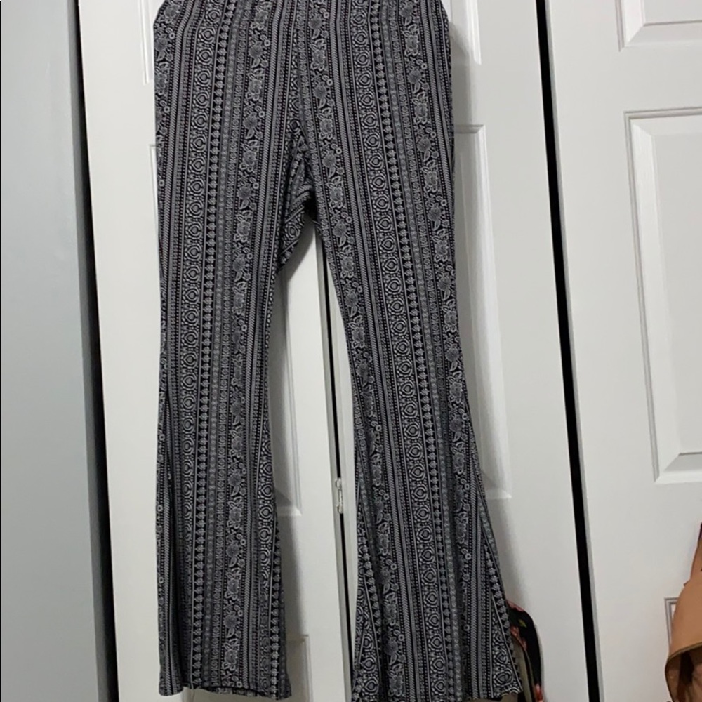Black and white stretch bell bottoms